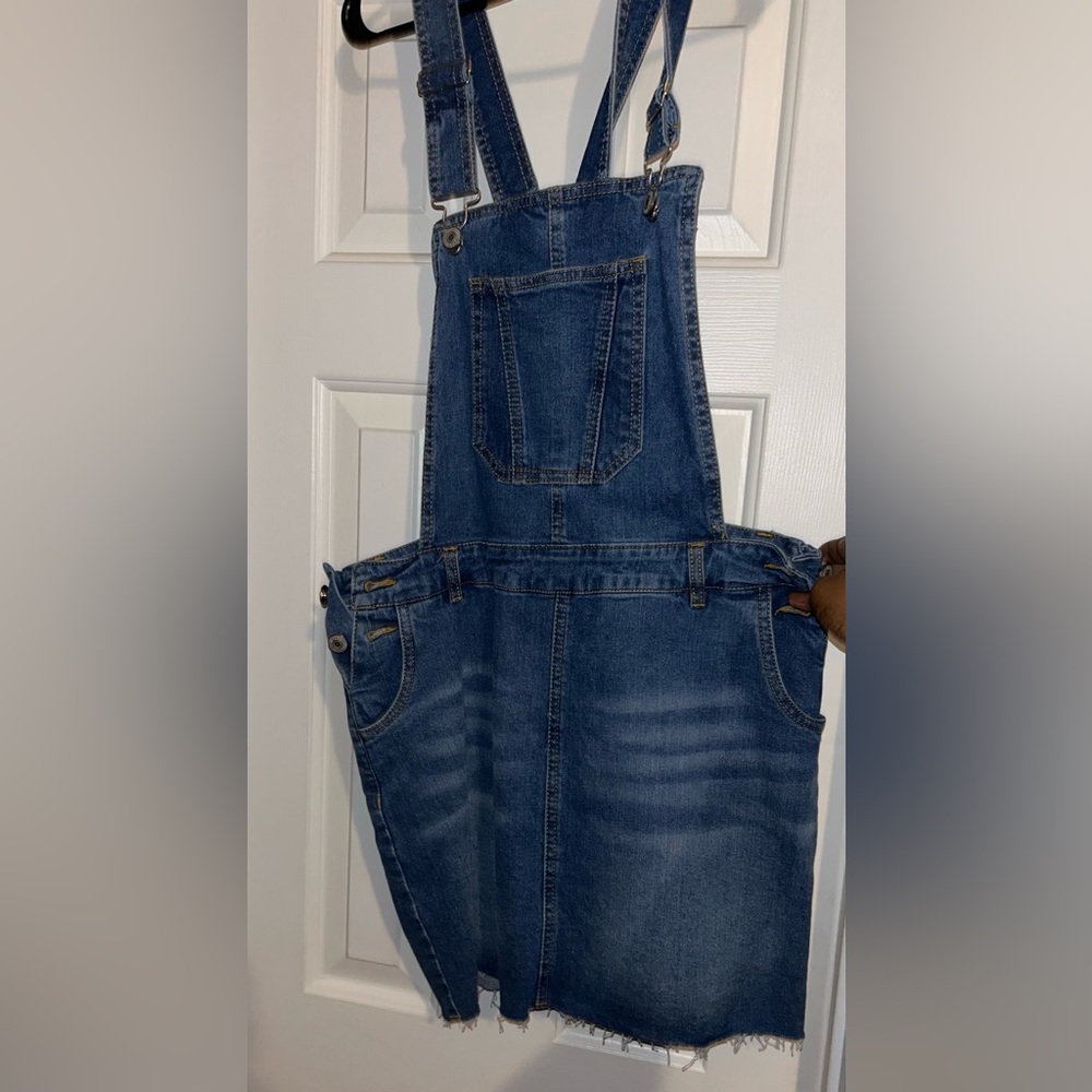 Denim overall skirt